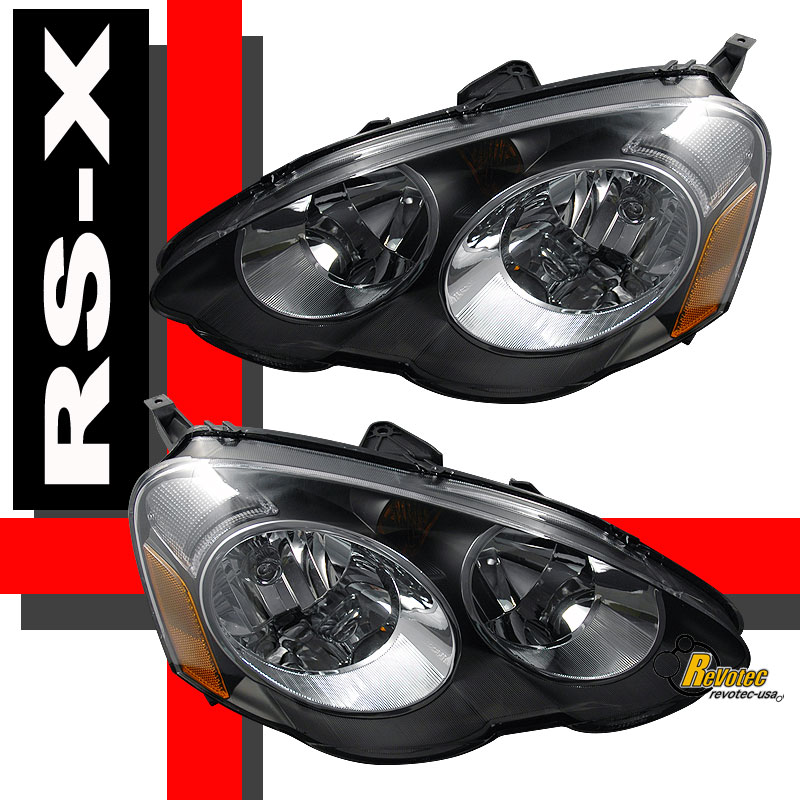 02 03 04 Acura RSX DC5 JDM Black Housing Headlights & LED DRL Lights eBay