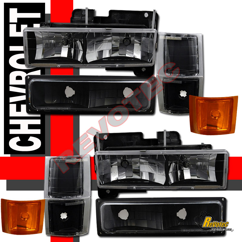 Black Housing Clear Lens Headlight Assembly - Fits 94-00 Chevy CK Pickup 1500 5 thumbnail image