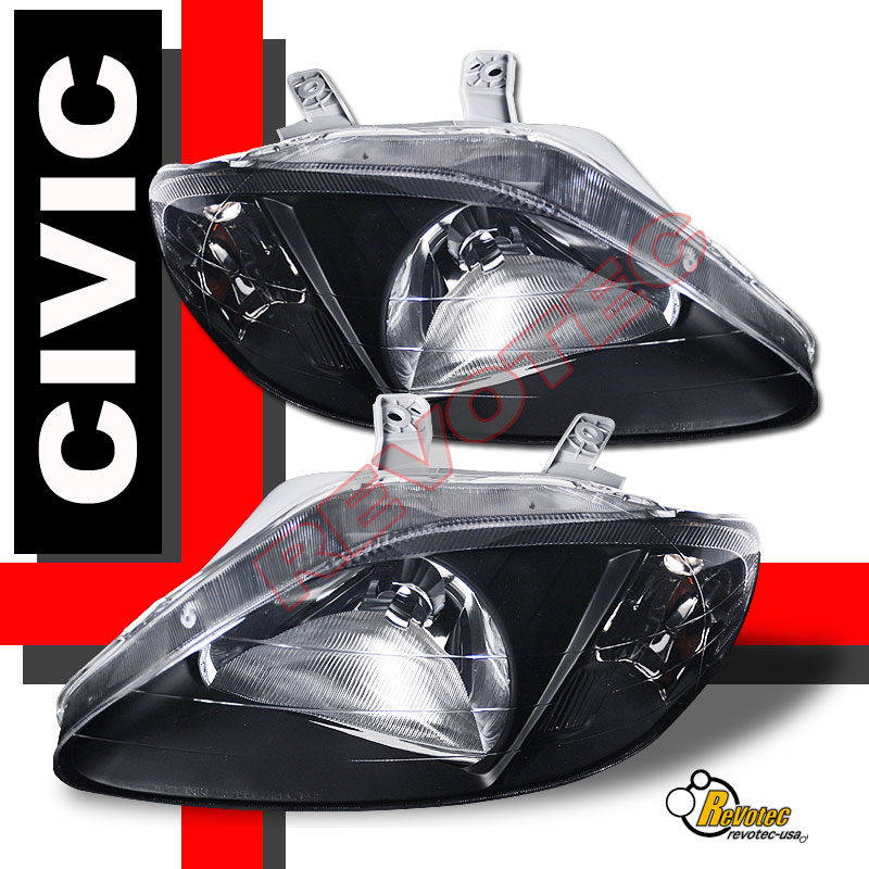 1999 2000 Honda Civic 3dr Hatchback Black Headlights